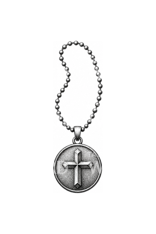 Kruismedaille aan een kralenketting als tattoo-idee