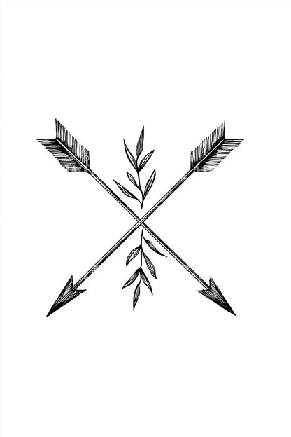 Diseño de tatuaje con símbolo de flechas cruzadas