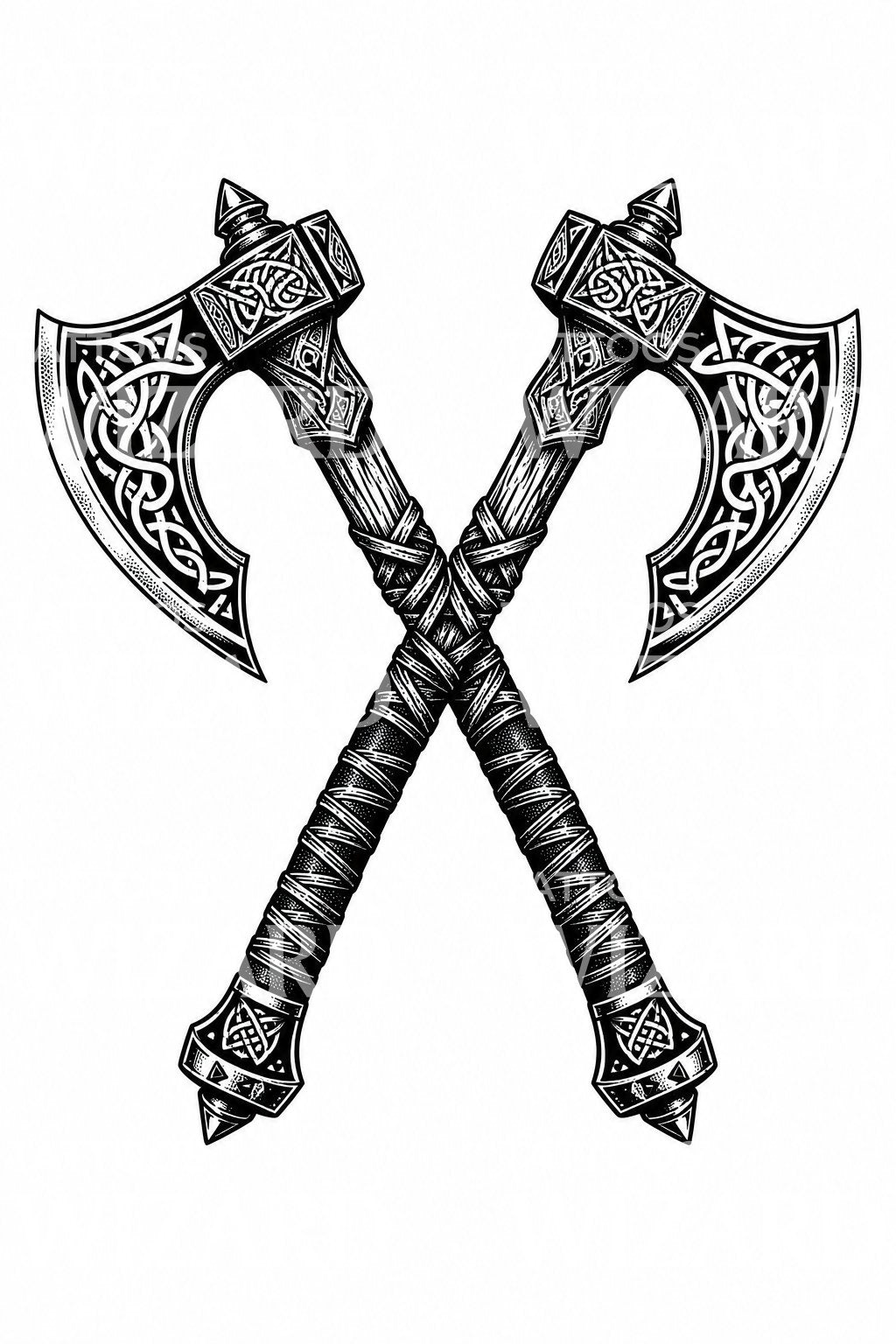 Tatoveringsdesign med krydsede vikingeøkser