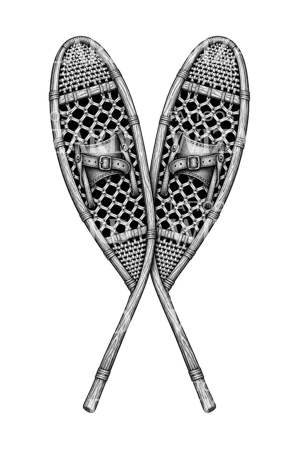 Tattoo-Design gekreuzte Holzschneeschuhe