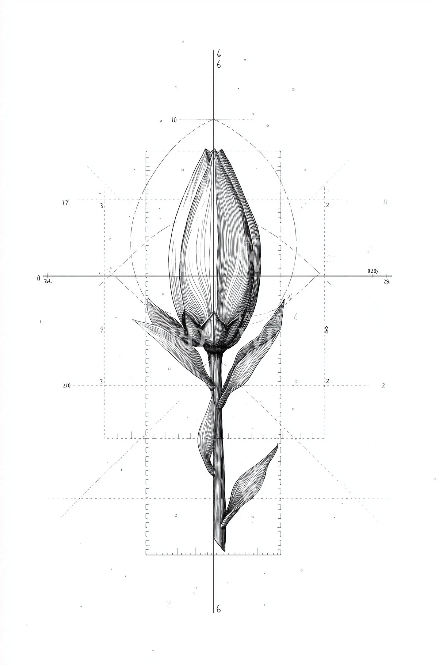 Crosshair Bud Geometry Tattoo Design