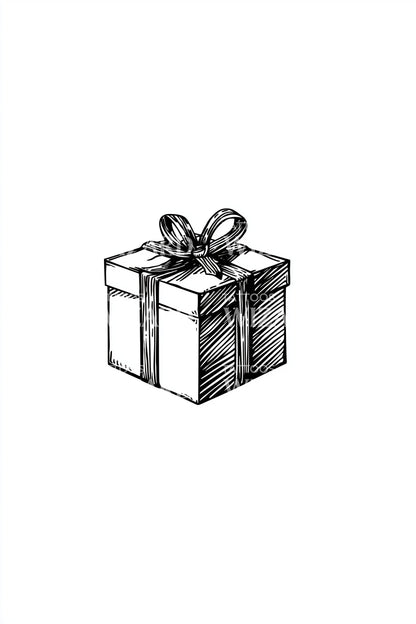 Crosshatched Gift Box Tattoo Illustration