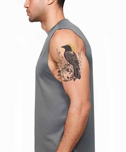 Mystic Crow Silhouette Tattoo Design
