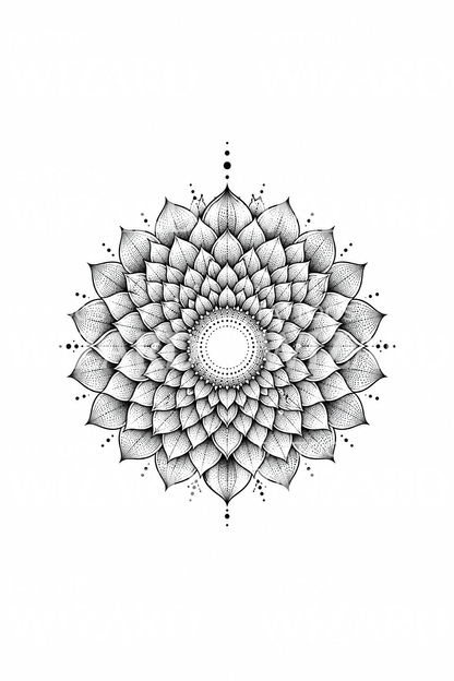 Crown Chakra Thousand Petal Lotus Tattoo Design
