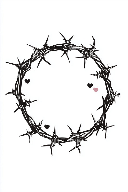 Crown of Thorns Circle Tattoo Design