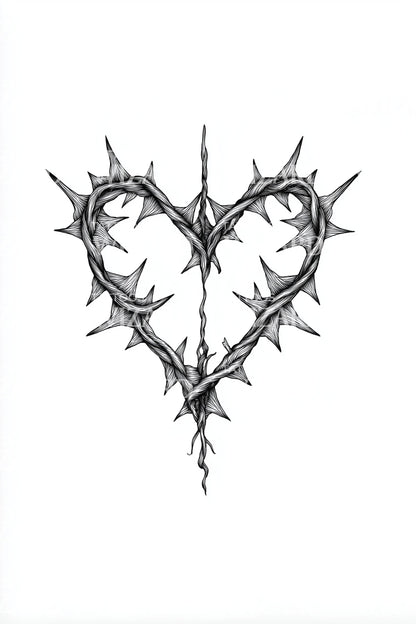 Crown of Thorns Heart Tattoo Illustration
