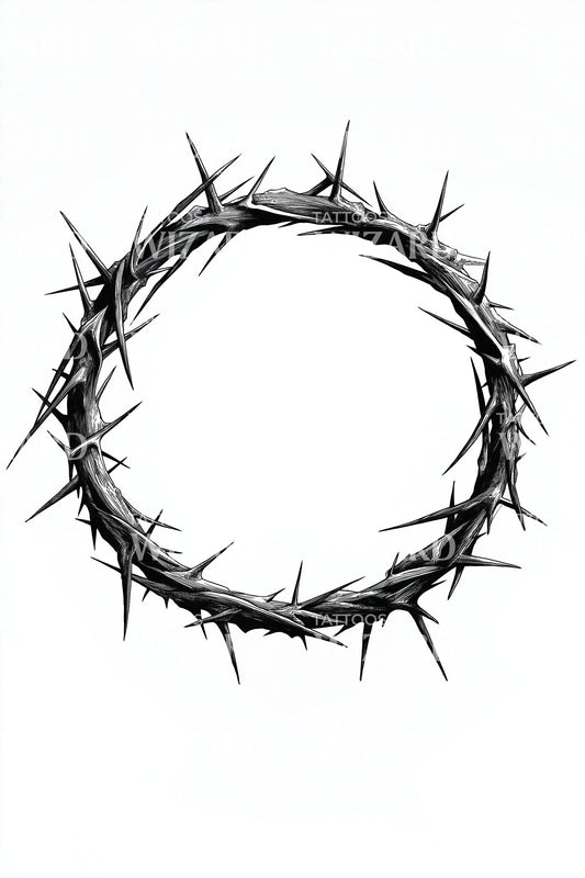 Crown Thorn Circle Tattoo Design