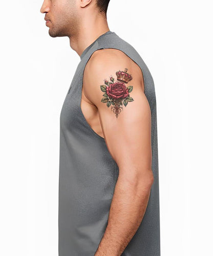 Kronad Majestätisk Ros Tatuering Design