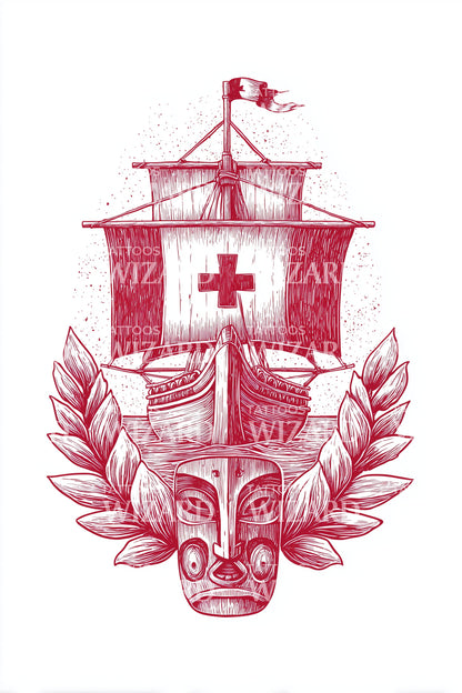 Korsriddarskeppets vapensköld tatuering design