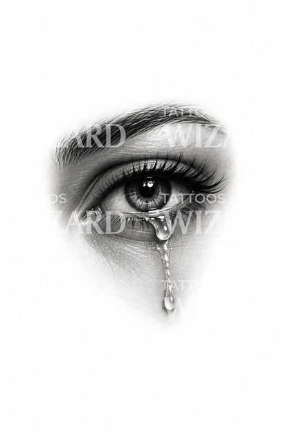 Crying Eye Single Tear Realism Tattoo Idea