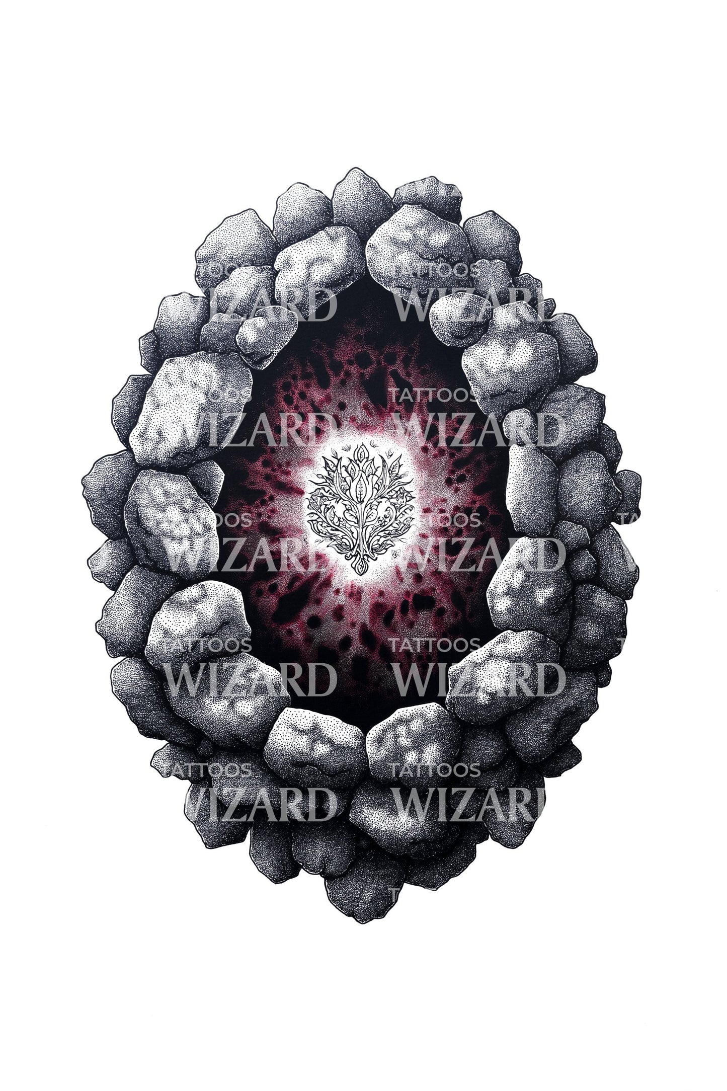 Crystal Geode Stone Eye Tattoo Design