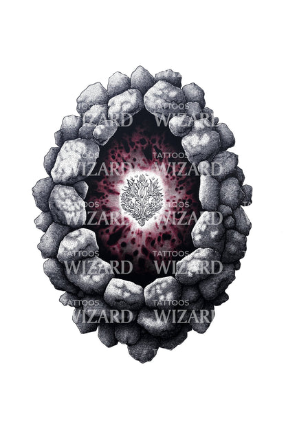 Crystal Geode Stone Eye Tattoo Design