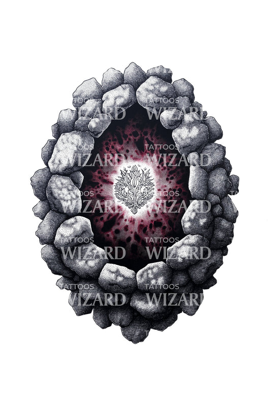 Crystal Geode Stone Eye Tattoo Design