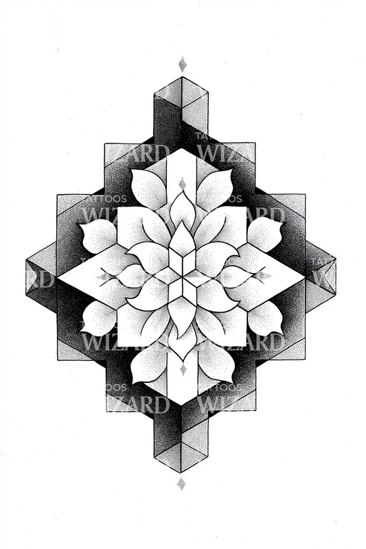 Crystal Grid Blossom Tattoo Illustration