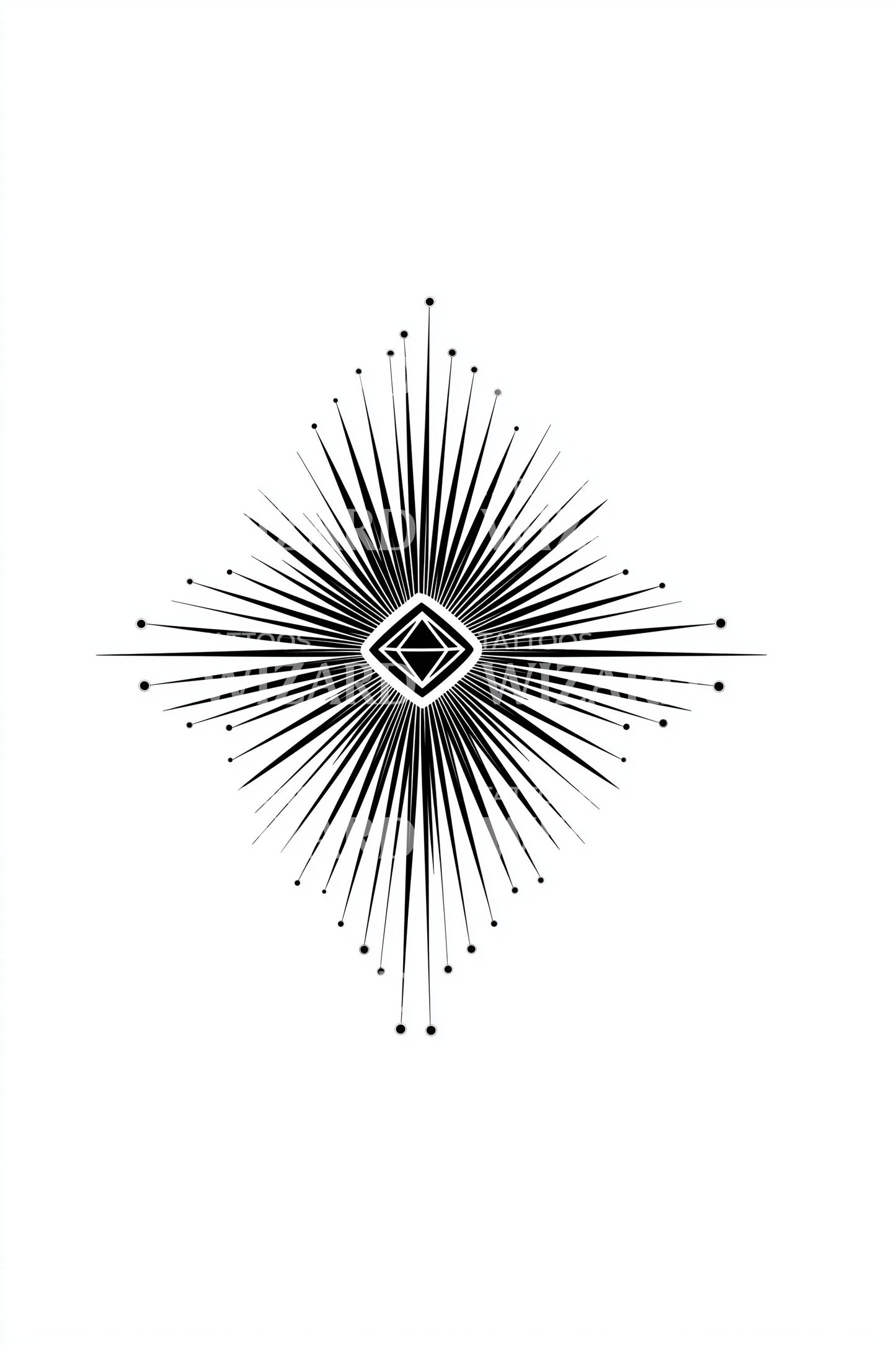 Crystal Halo Starburst Tattoo Design