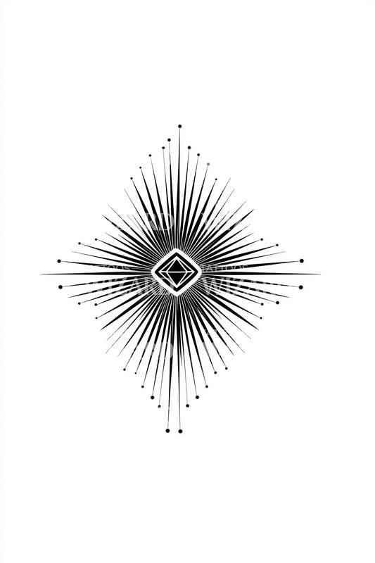 Crystal Halo Starburst Tattoo Design