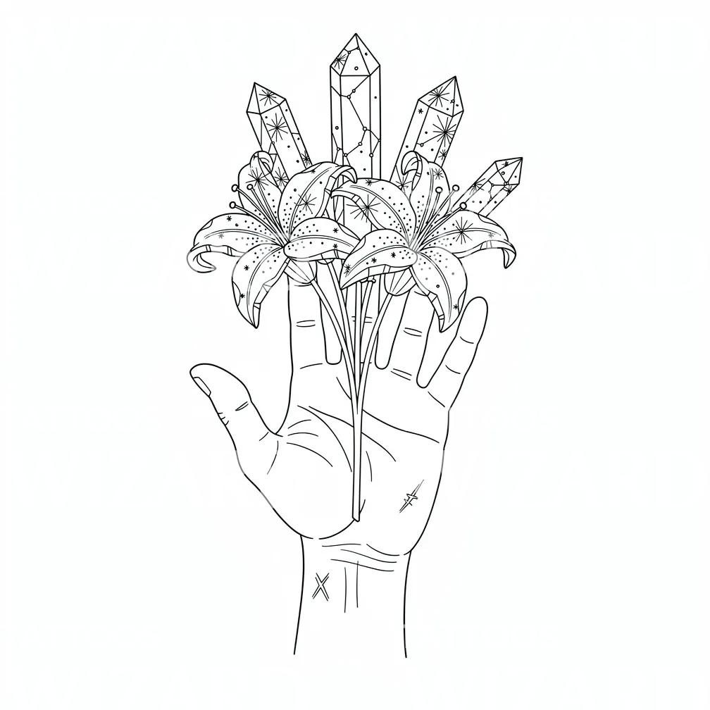 Crystal Lily Hand Tattoo Design
