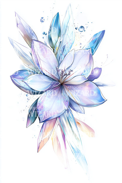 Crystal Lotus Splash Tattoo Design