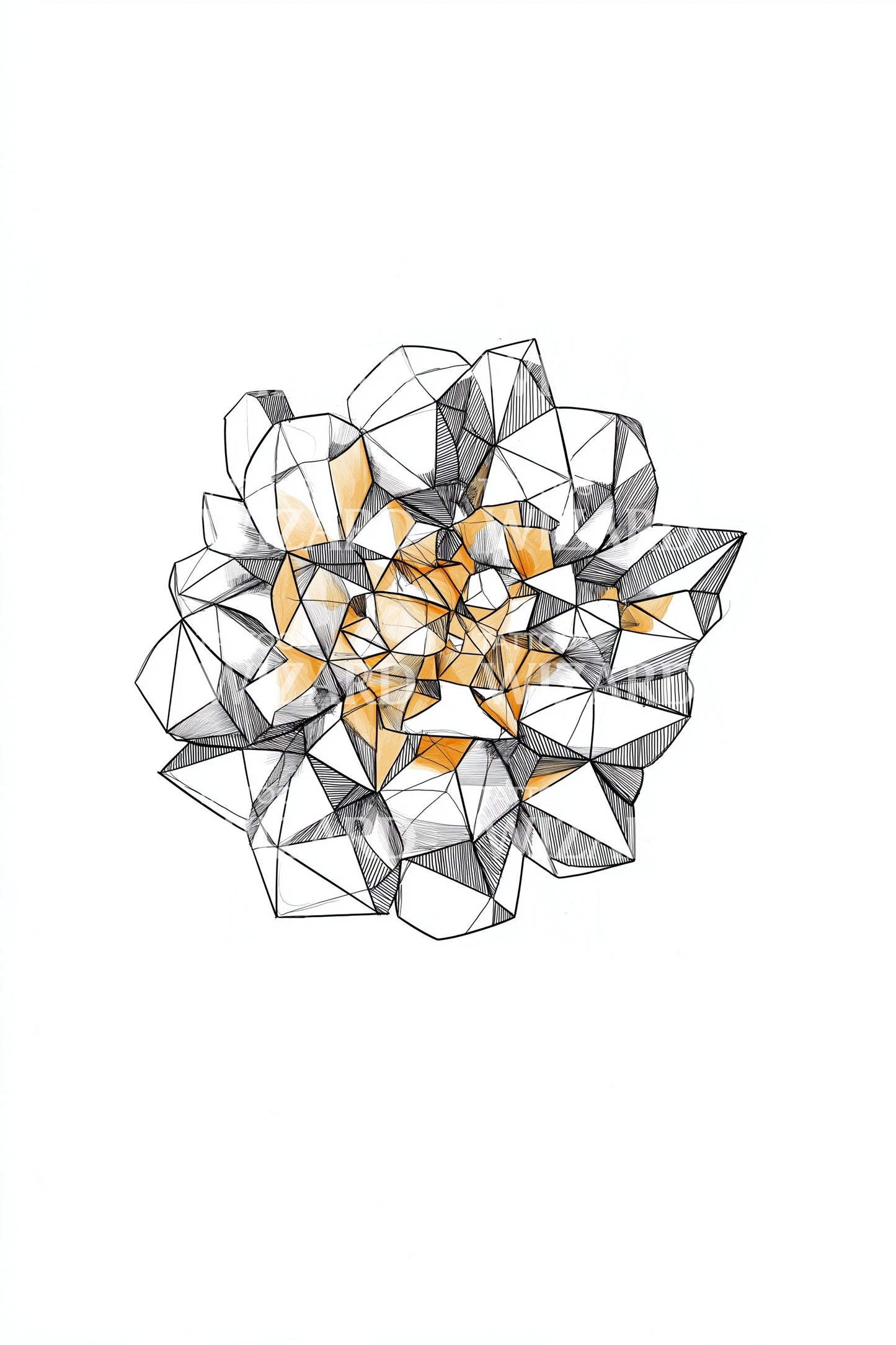 Crystal Marigold Cluster Tattoo Design