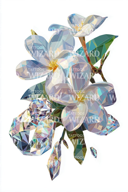 Crystal Orchid Shard Tattoo Design