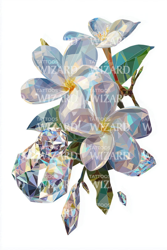 Crystal Orchid Shard Tattoo Design
