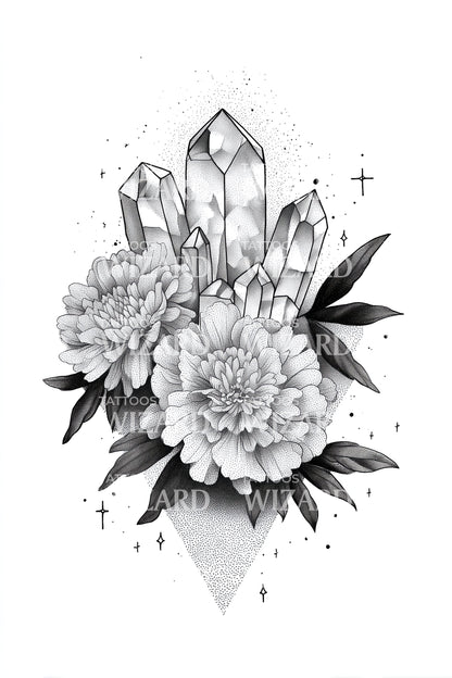 Crystal Peony Tattoo Design