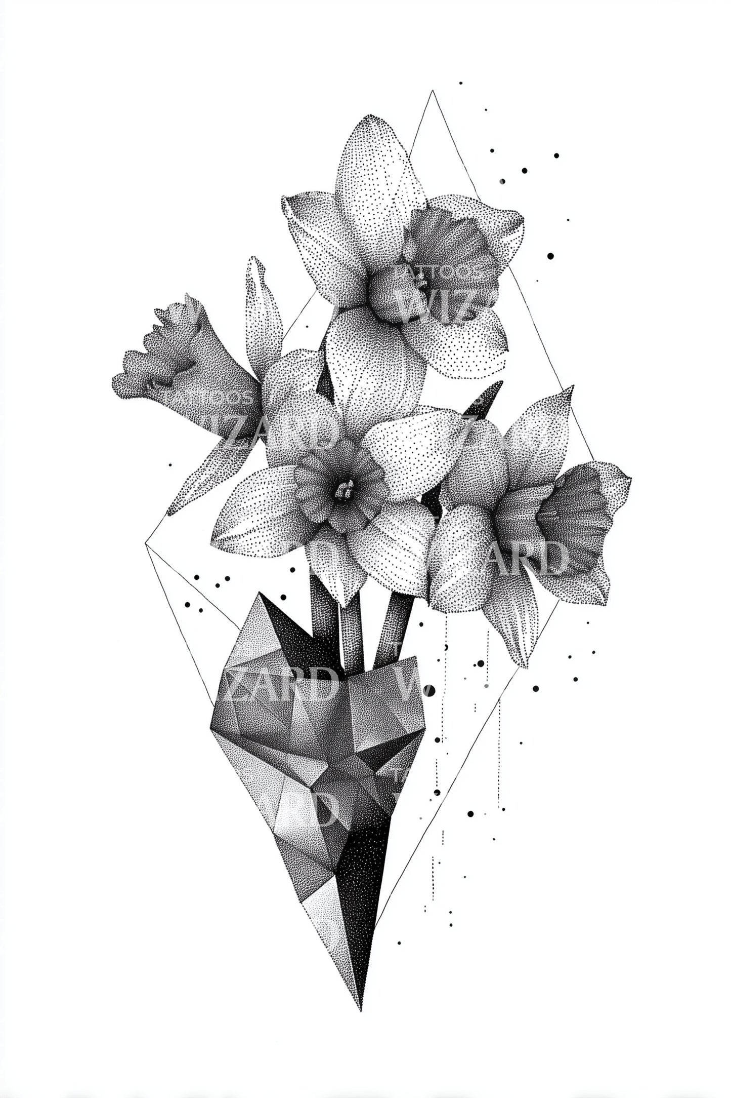 Crystal Petal Cluster Tattoo Idea