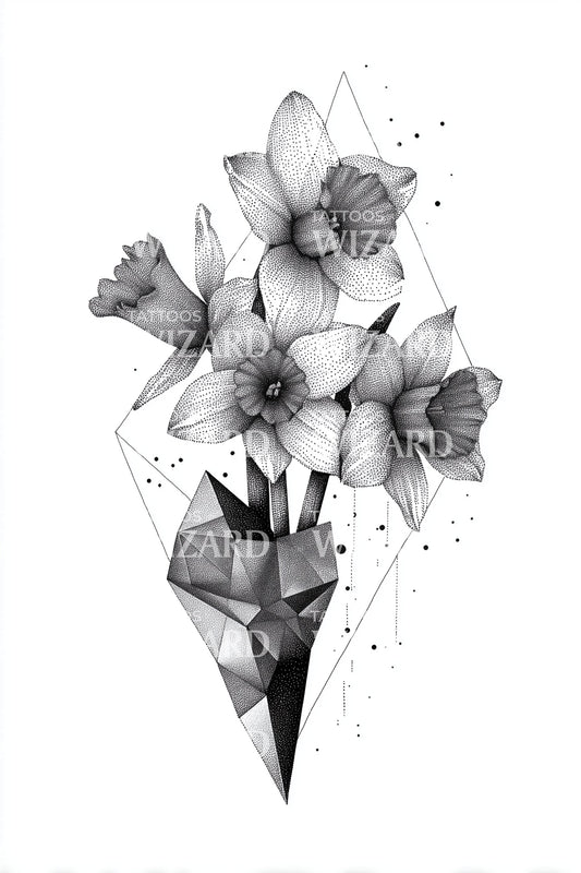 Crystal Petal Cluster Tattoo Idea