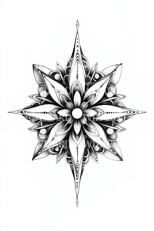 水晶花瓣指南针纹身插图