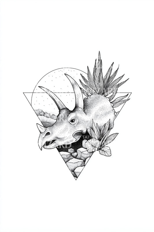 Crystal Triceratops Triangle Tattoo Idea