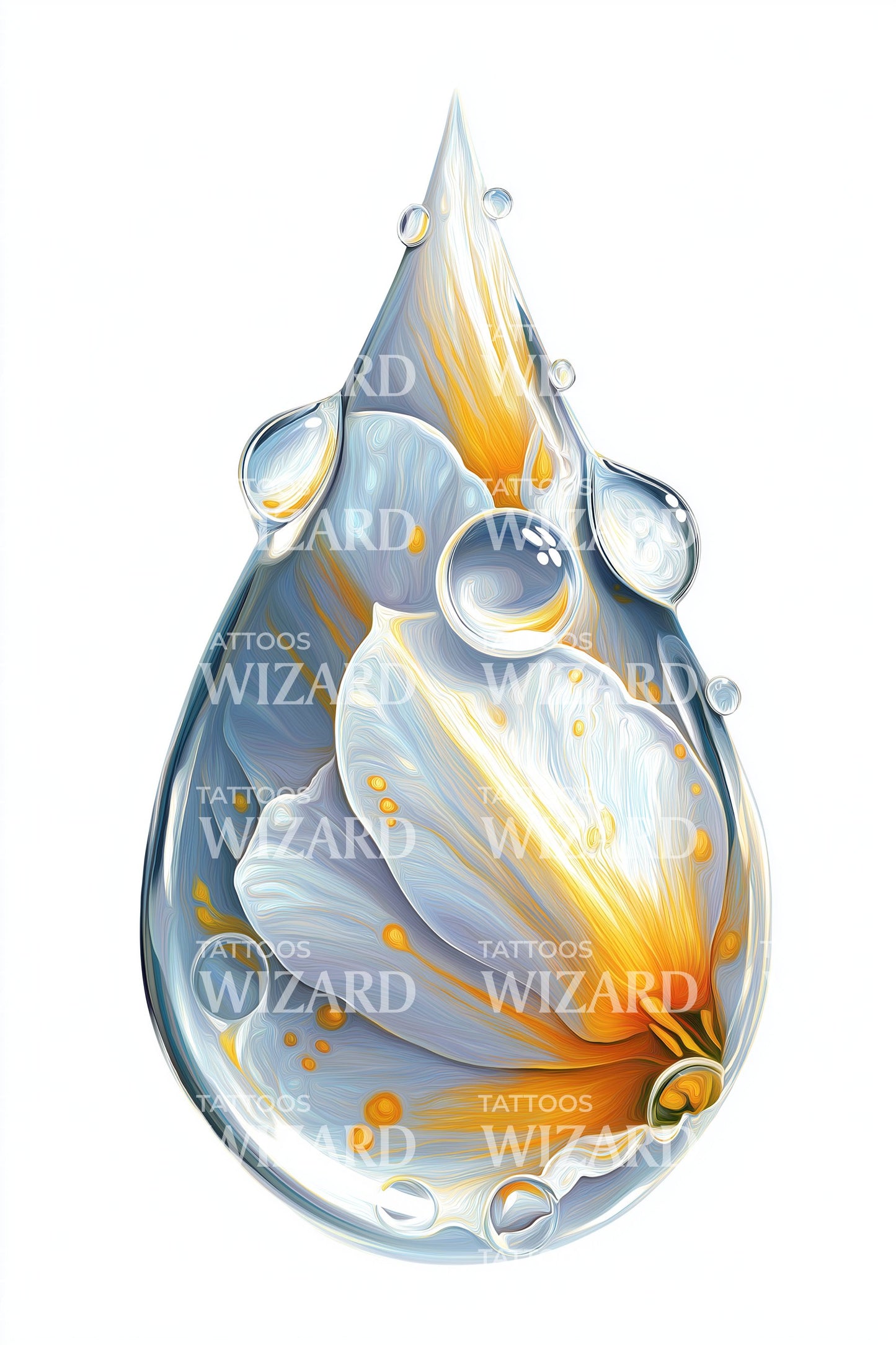 Design Tatuaggio Schizzo Goccia d'Acqua di Cristallo