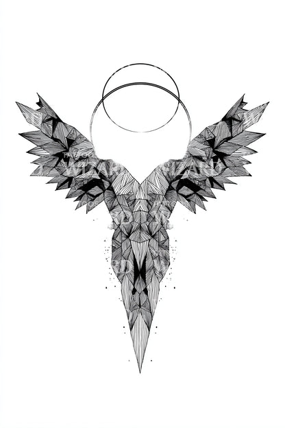 Crystal Winged Torso Tattoo Design