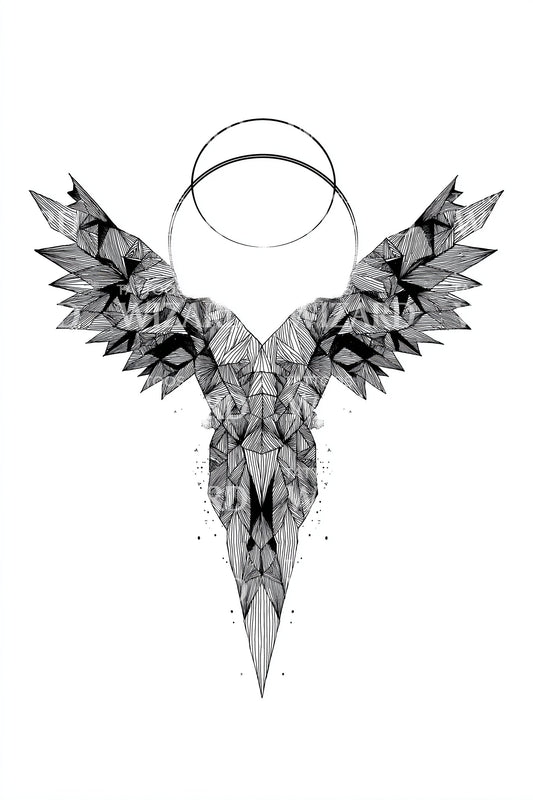 Crystal Winged Torso Tattoo Design
