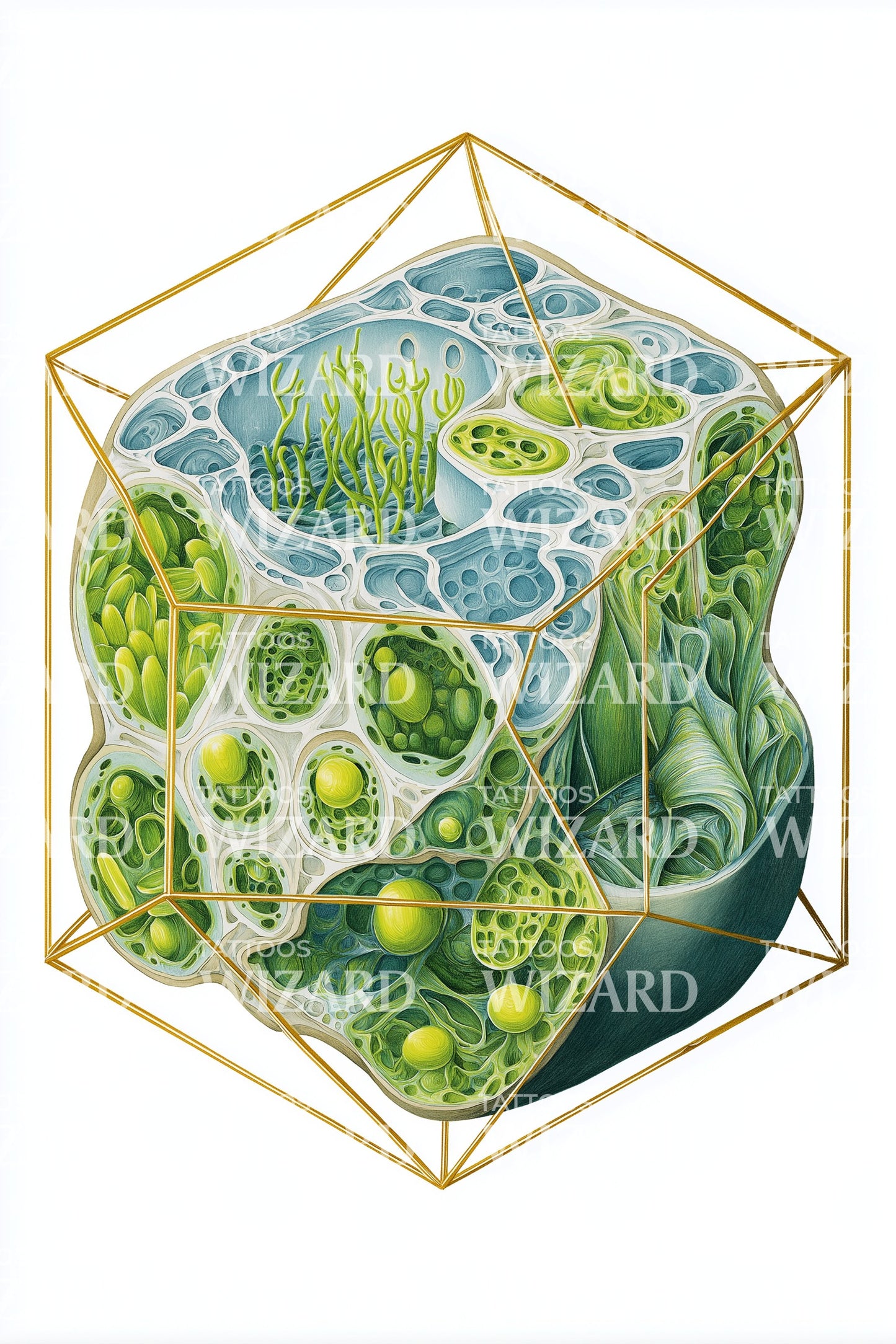 Cubed Microcell Frame Tattoo Design