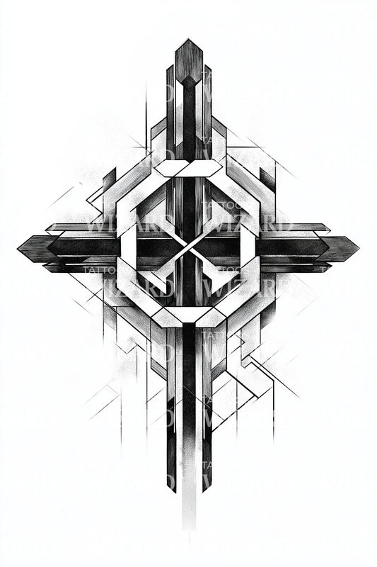 Kubisches Achsenkreuz Tattoo Idee