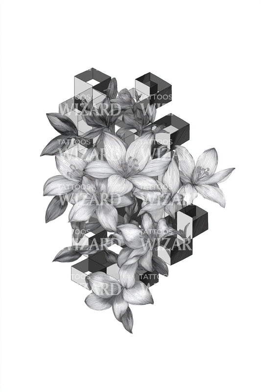 Cubic Magnolia Cluster Tattoo Design