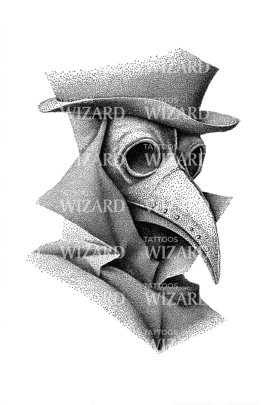 Cubist Plague Doctor Tattoo Illustration