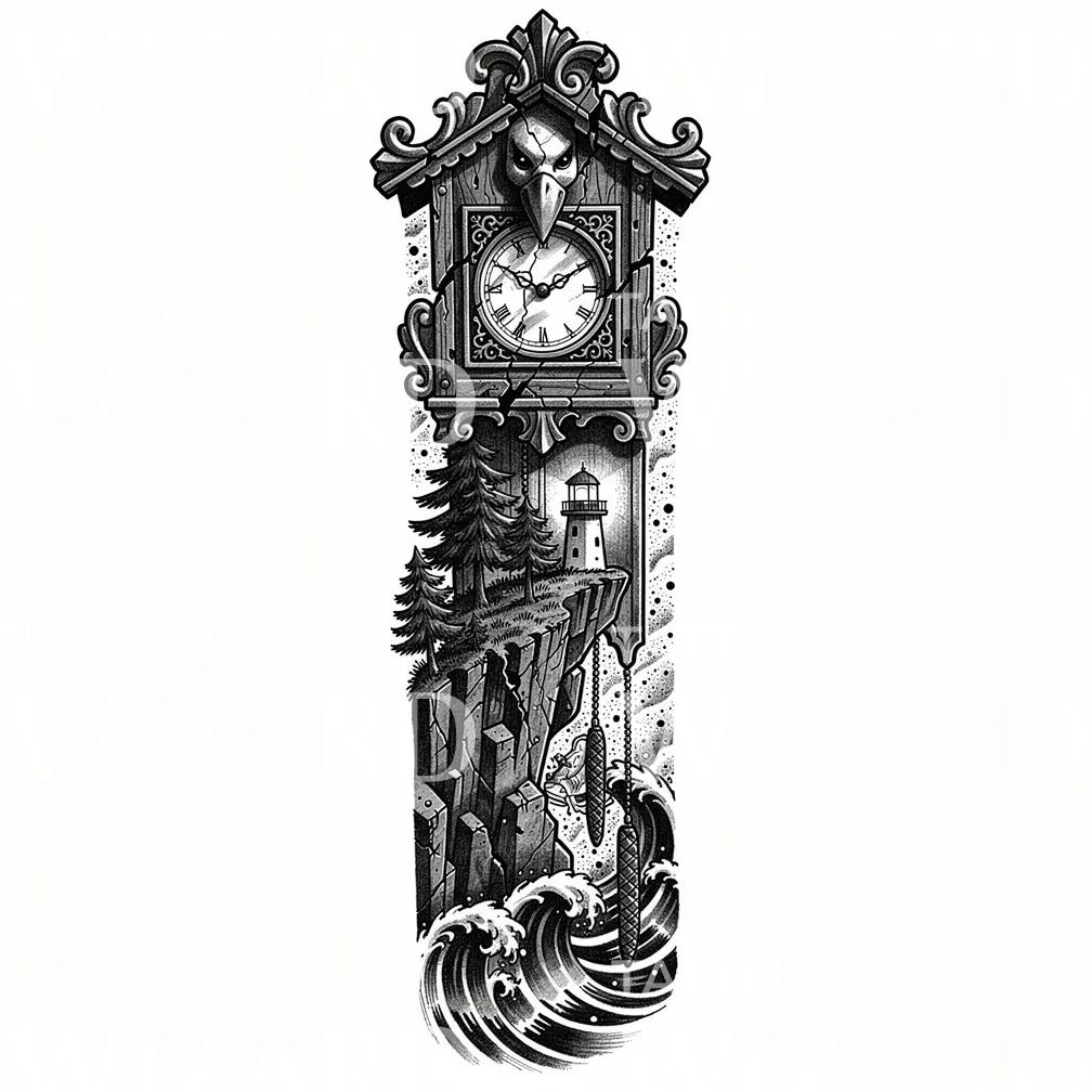 Tattoo-design med gökur och fyr