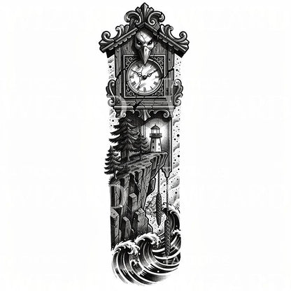 Tattoo-design med gökur och fyr