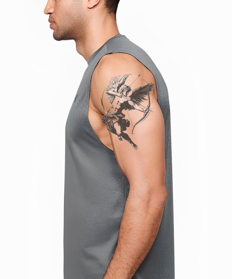 Angel of Love Throwing Arrow Tattoo Design