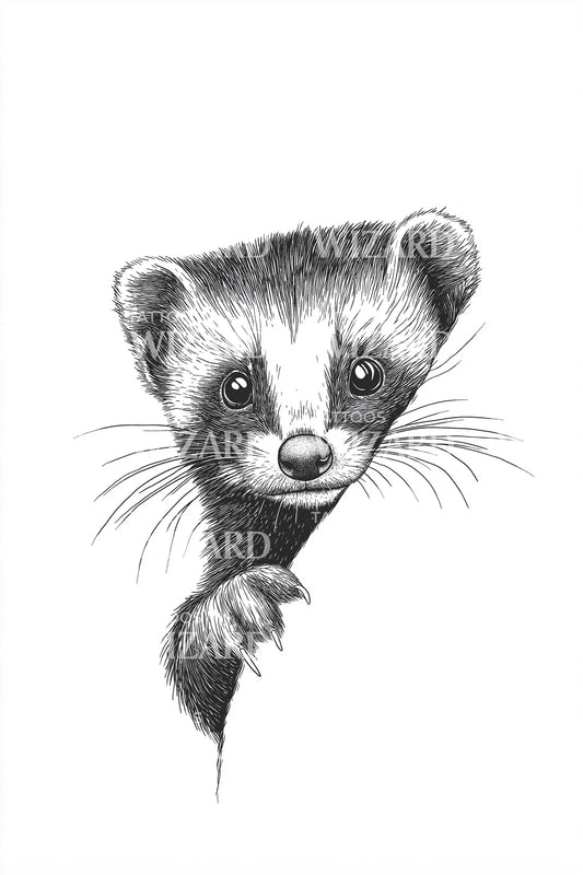 Curious Ferret Peek Tattoo Idea