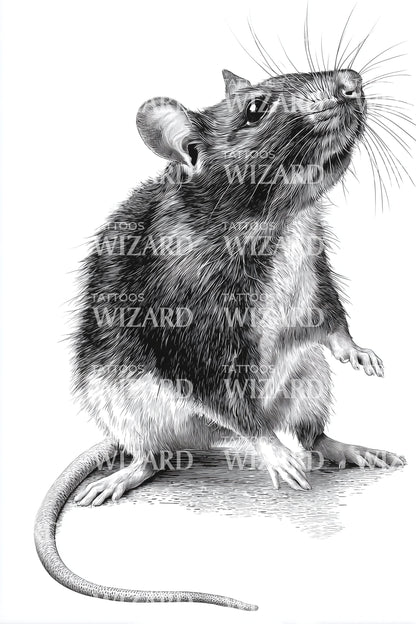 Curious Rat Portrait Tattoo Design