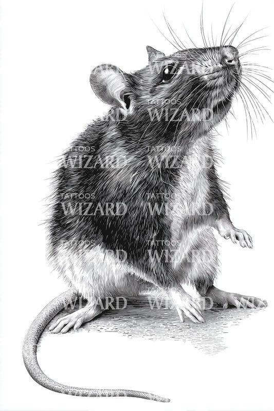 Curious Rat Portrait Tattoo Design