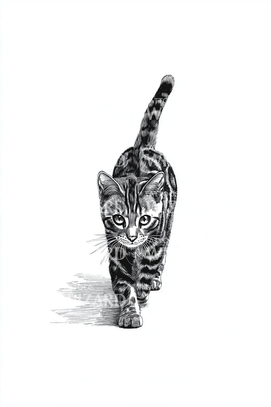 Curious Tabby Cat Tattoo Design