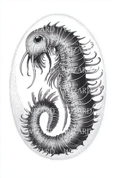 Curled Sea Serpent Tattoo Design