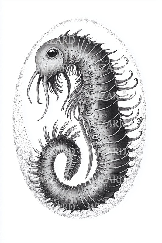 Curled Sea Serpent Tattoo Design