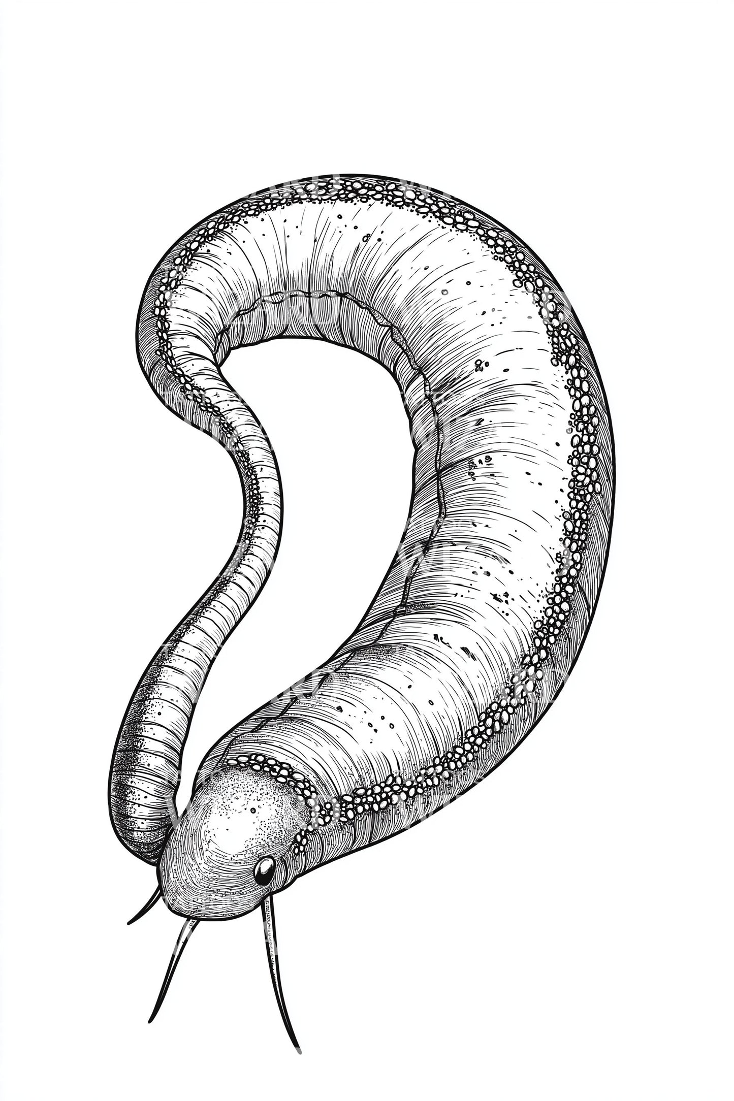 Curled Sea Worm Tattoo Design