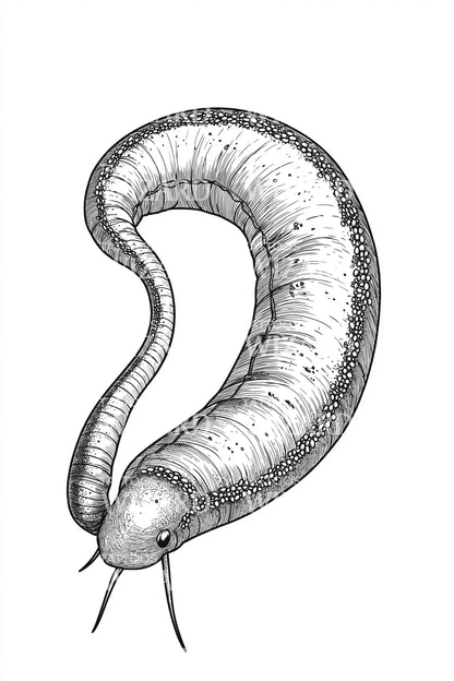 Curled Sea Worm Tattoo Design