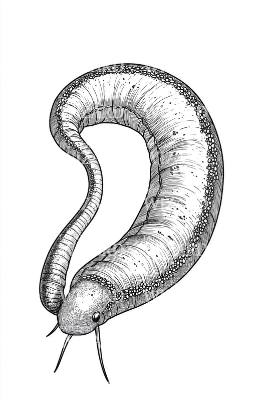 Curled Sea Worm Tattoo Design