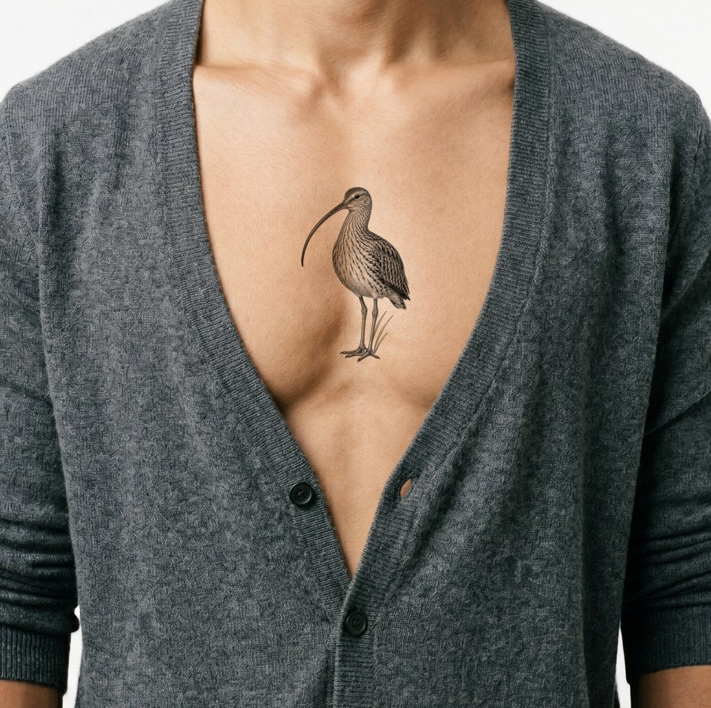 Realistisk tatoveringsdesign med en storspove